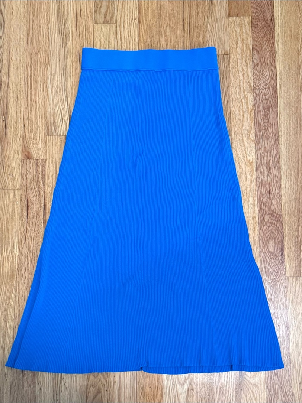 Everlane Ribbed Cobalt Blue A-Line Midi Skirt in S